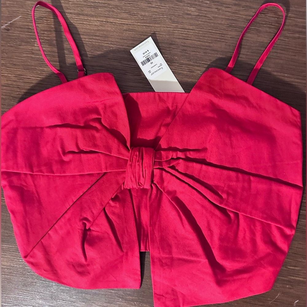 Francesca's Collections Red Bow Crop Top